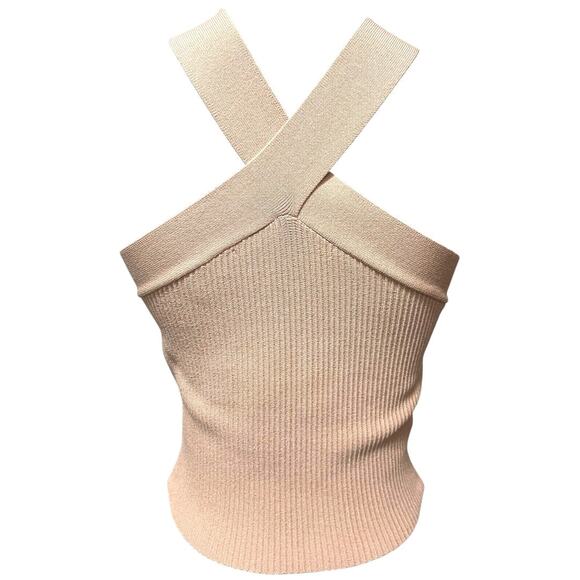 Medium Allie Rose Elegant Criss Cross Cropped Halter Top Pink - Picture 9 of 12